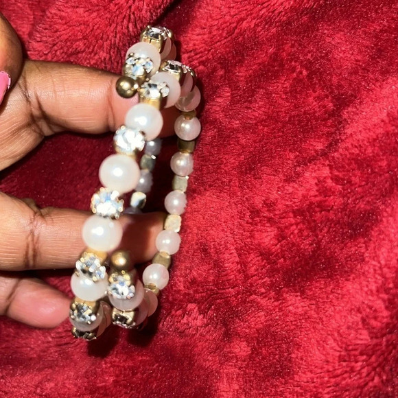 Vintage fashion pearl gold-tone crystals Bracelet - Picture 7 of 7